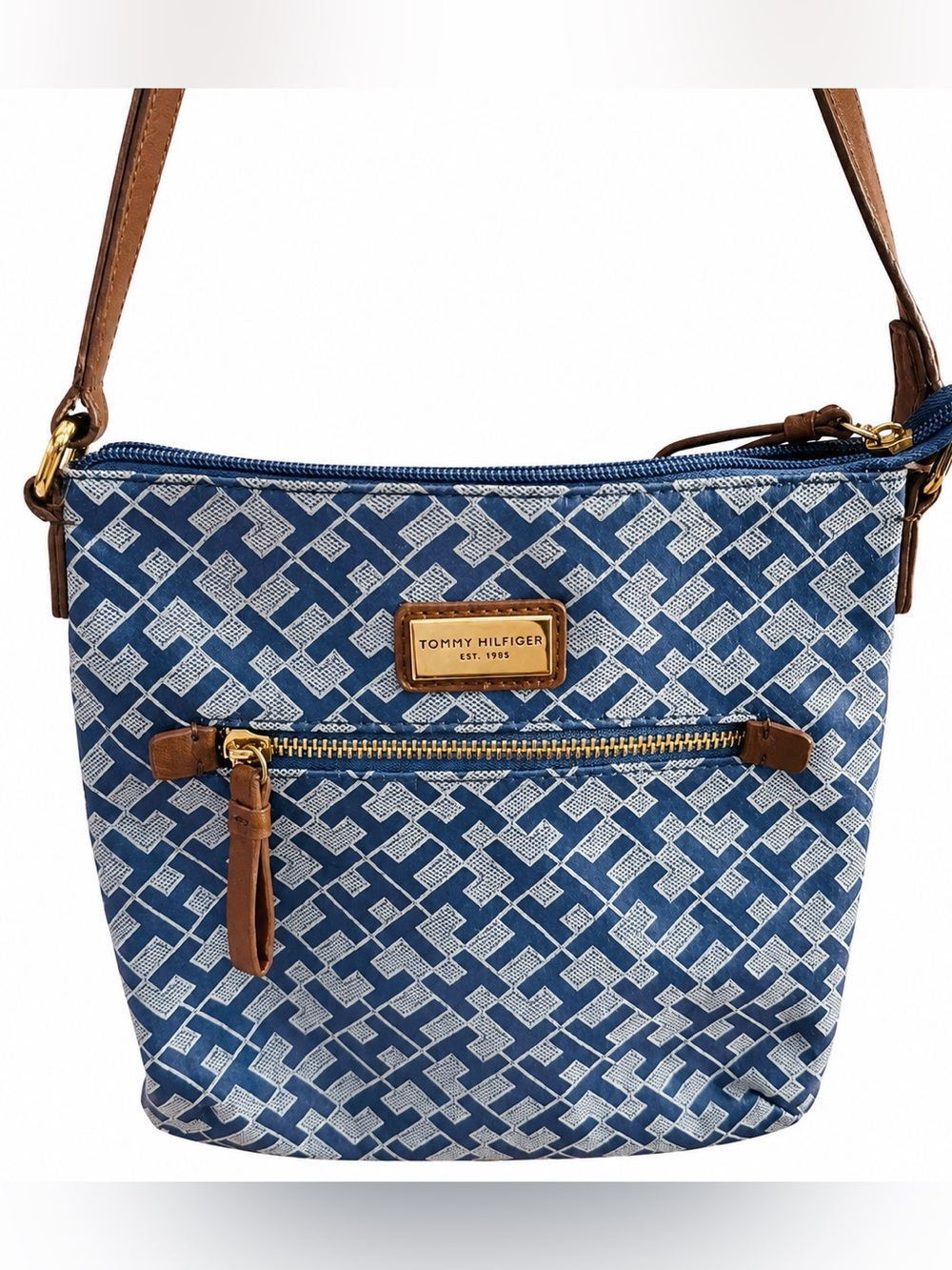 Tommy Hilfiger Blue Monogram Crossbody Bag Preppy Y2K 9x9